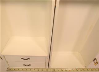 VINTAGE WOOD TRUNK WHITE CHOCK FULL LABELED AG CLOTHES ACCES